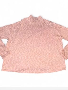 H&M Dusty Pink Heathered Long Sleeve Mock Neck Top